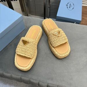 Prada Woven Slide Sandals